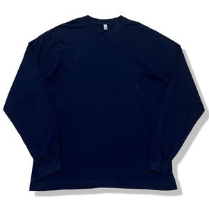 ロサンゼルス アパレル 6.5oz L/S クルーネックTシャツ ネイビー/紺色 L 長袖 ガーメントダイ ビッグシルエット ロンT ロスアパ USA製