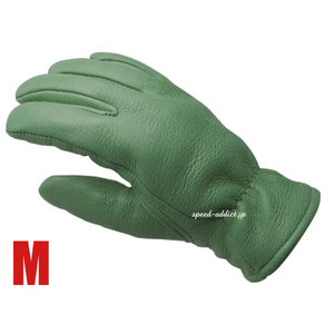 CHURCHILL GLOVE GREEN M/チャーチルグローブ緑グリーン裏地なし鹿革ディアスキン本革春用夏用春夏用秋用定番バイク用手袋レザーグローブ