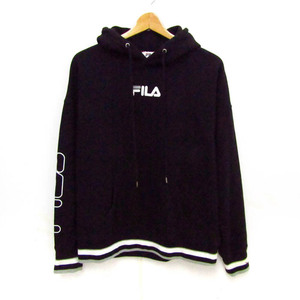 フィラ パーカー トップス プルオーバー スウェット スポーツウエア メンズ Mサイズ 黒×白 FILA