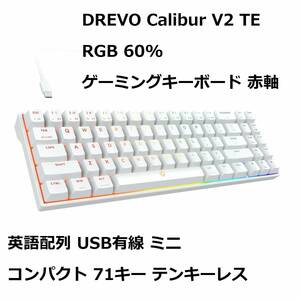 ＃E71K【超美品・セール】DREVO Calibur V2 TE RGB 60% ゲーミングキーボード 英語配列 USB有線 ミニ コンパクト 71キー テンキーレス