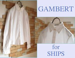 定価２.３万 アメリカ製 ＜GAMBERT for SHIPS＞ ギャンバート オックスフォード ボタンダウンシャツ ホワイト コットン シップス オーダー