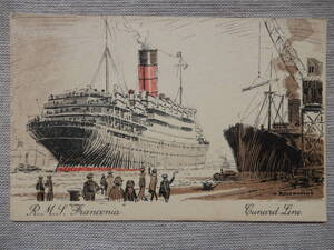 Cunard Line「R.M.S.Franconia」キュナード・ライン 外国客船絵画絵葉書 古物 BC143　