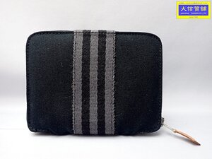 HERMES エルメス フールトゥ ラウンドファスナー コンパクト 財布 パースPM ブラックｘグレー 新品同様品 【送料無料】 A-8686