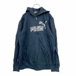 PUMA フルジップパーカー Lサイズ プーマ 黒 ブラック 古着卸 アメリカ仕入 t2107-3849