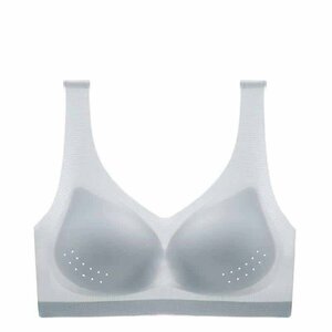 ナイトブラ ノンワイヤーブラ 無縫製シームレスブラ 美乳ブラ 脇高垂れ防止 ブラジャー 3Dカップ 脇肉補正 胸補正睡眠グレー size-XL