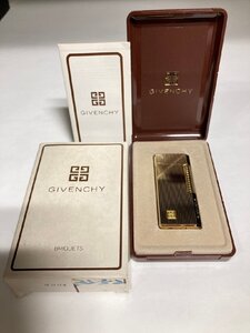 ★【ジャンク品・着火未確認】GIVENCHY ジバンシー ガスライター ローラー式 / ゴールド / 喫煙具 / ケース、外箱付