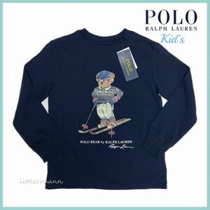 キッズサイズ/5(115)◆POLO RALPH LAUREN◆ポロベア 長袖Tシャツ ネイビー スキー柄 アメリカ直営店購入 ラルフローレン アウトレット