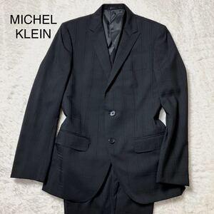 【極美品】 MICHELKLEIN ミッシェルクラン スーツ セットアップ シャドーチェック 48 黒 ブラック メンズ