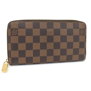 1円 ◎美品 LOUIS VUITTON ルイヴィトン ジッピーウォレット 長財布 ラウドファスナー N41661 ダミエ ブラウン◎E.Cie.tI-25