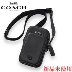 新品未使用✌️COACH ブラックレザー スマホショルダーバッグ