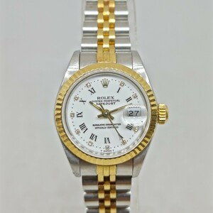 【ジャンク品】ROLEX ロレックス DATEJUST デイトジャスト 10Pダイヤ 69173 R番 K18YG×SS コンビ 自動巻き レディース腕時計　動画あり ま