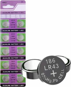 【送料無料】T&E アルカリボタン電池 LR43W 10本 10個 セット ボタン電池 電池