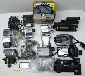 M542E ビデオカメラ 大量 １２台 SONY TR555 PC110 CANON DC40 Panasonic VDR-D310 Victor SHARP Kenko 充電器付属品付も有 等 ジャンク