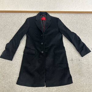 【ART7314】 1円～ HUGO BOSS ヒューゴ ボス コート cashmere 100% カシミヤ UK44 黒 ファッション メンズ オシャレ 冬物