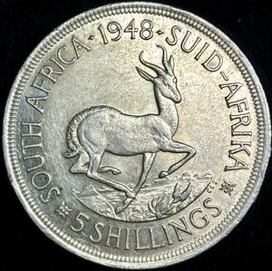 【英領南アフリカ大型銀貨】(1948年銘 28.3g 直径38.5mm)