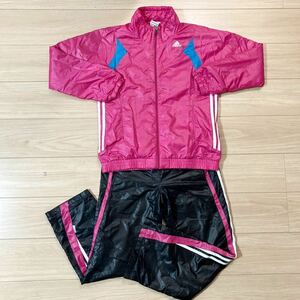 adidas アディダス Climaproof ナイロンジャージ ウィンドブレーカー 上下セット セットアップ S〜Mサイズ ピンク 黒 レディース