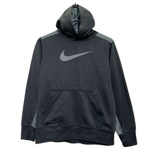 NIKE ロゴ スウェット パーカー ナイキ L サイズ キッズ 160～ ブラック グレー プルオーバー 古着卸 アメリカ仕入 a609-7341