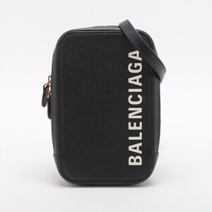 値下げしました！T004 BALENCIAGA　バレンシアガ エブリデイ レザー フォンポーチ ブラック 618189　ショルダーバック　美品