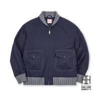 2XL ネイビー フライトジャケット ブルゾン メンズ A1タイプ ミリタリージャケット カラー配色 切り替えデザイン オーバーサイズ ゆったり