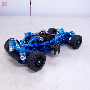 ジャンク タミヤ 1/10 電動RC M-05シャーシ ブルーメッキバージョン サーボ/受信機/アンプ搭載 通電確認済【20