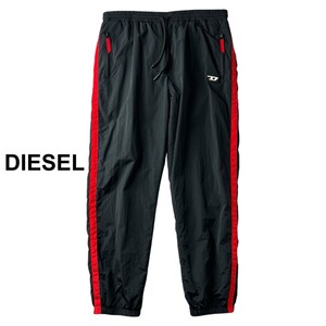 美品 DIESEL ディーゼル / ナイロン シャカシャカ パンツ シャカパン ジョガーパンツ メンズ XXL 大きいサイズ / 黒 ブラック サイドライン