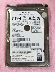 日立 HITACHI 2.5インチ HDD 750GB 使用時間 247H