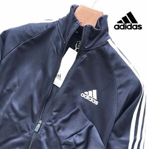 ▼E281新品【メンズXXL(XO)】 紺ネイビー adidas アディダス スリーライン ゴルフにオススメ トラックジャケット 薄手スリムフィット