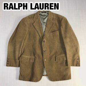 RALPH LAUREN ラルフローレン コーデュロイ ジャケット ブラウン 肩パッド有 センターベント シングル