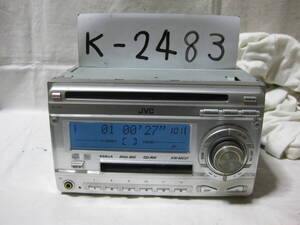 K-2483　JVC　ビクター　KW-MC37-S　MDLP　フロント AUX　2Dサイズ　CD&MDデッキ　故障品