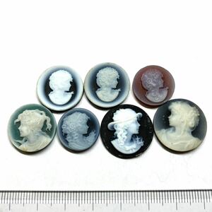 ☆ストーンカメオ7点おまとめ 55.5ct☆11.1g U 裸石 宝石 ジュエリー stone cameo jewelry 貴婦人 ブローチ ①