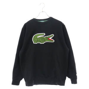 LACOSTE ラコステ×BEAMS 別注 Big Croco Crew Sweat ロゴワッペン付き クルーネック スウェット トレーナー ブラック SH706PL