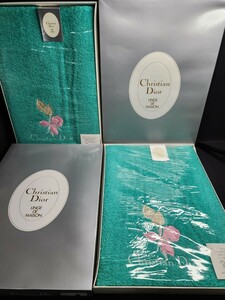 ◆希少レトロ/Christian Dior / クリスチャン・ディオール 大判タオル 廃盤 アンティーク 新品未使用 バスタオル 箱付