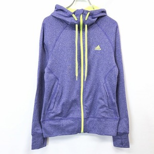 adidas アディダス XL LL OT レディース 女性 若干薄手 スウェット ジップアップ パーカー カットソー 裏起毛 長袖 ポリ100% 杢パープル 紫