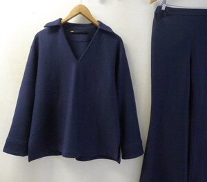 ◆Muller of yoshio kubo ヨシオクボ 美 21aw セットアップ スキッパー フランネル シャツ パンツ ネイビー サイズ38