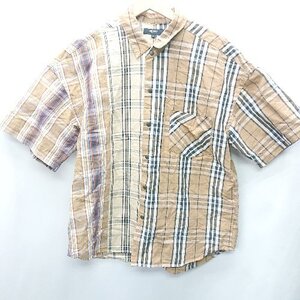 ◇ BEAMS HEART ビームス ハート チェック柄 半袖 シャツ サイズS ブラウン系 メンズ E