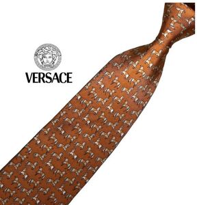 VERSACE ネクタイ やや細め ホース パターン柄 ヴェルサーチェ 総柄 USED 中古 t282