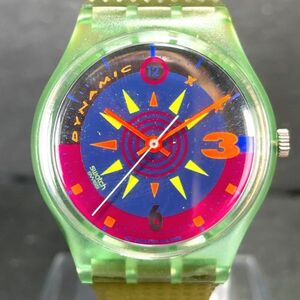 SWATCH スウォッチ DYNAMIC ダイナミック GL105 腕時計 アナログ クオーツ 3針 ラバーベルト クリアグリーン スケルトン ラウンド 男女兼用