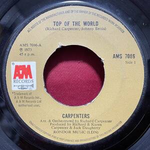 ◆UKorg7”s!◆CARPENTERS◆TOP OF THE WORLD◆