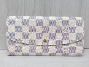 ルイヴィトン　LOUIS VUITTON／ダミエ　アズール ／エミリー 財布　イニシャル刻印あり