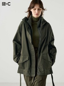 UNIQLO C WOMEN 3WAY オーバーサイズハーフコート オリーブ グリーン レディースLサイズ 2024年モデル モッズコート UNIQLO:C 