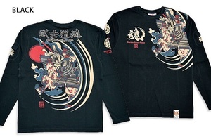 サムライスピリットロングTシャツ◆爆烈爛漫娘 ブラックＭサイズ(サイズ40) RMLT-316 和柄 和風 侍ドクロ どくろ スカル エフ商会 長袖Tシ