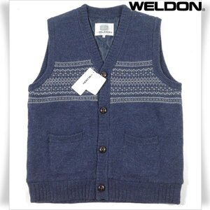 新品1円～★定価1.8万 WELDON ウエルドン 秋冬 パジャマ メンズ 冬 暖かい 中綿ベスト 紳士 ウール ナイトガウン 前開き Mネイビー◆4054◆