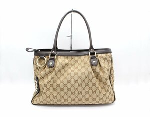 グッチ GGキャンバス トートバッグ ハンドバッグ 296835 スーキー レディース ベージュ系×ダークブラウン GUCCI z24-1594 中古品 z_b