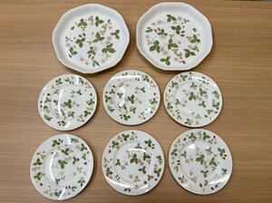 【HGC2330】1円～ WEDGWOOD WILD STRAWBERRY ウェッジウッド ワイルドストロベリー 8枚セット 中皿(約17㎝) 6枚 大皿(約25㎝) 2枚 ブランド