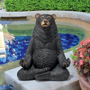 座禅を組む熊 クマさん彫像 ヨガをするハニーベア彫刻 屋外フィギュア庭園ツキノワグマ動物置物ガーデン輸入品