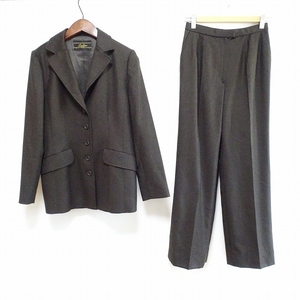 #wnc レリアン Leilian ロロピアーナ LoroPiana パンツスーツ 9 こげ茶 カシミア混 センタープレス レディース [846879]