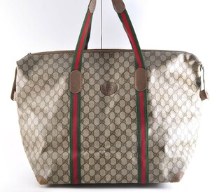 GUCCI グッチ GGスプリーム 89.19.012 シェリーライン ボストンバッグ ハンドバッグ 旅行かばん 手提げかばん レザー 革 ブラウン α5H5229