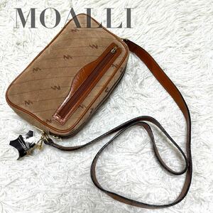 1円【新品タグ付】MOALLI モアリ ショルダーバッグ スウェード レザー 本革 ベージュ ブラウン ヴィンテージ ボディバッグ 斜めがけ ボディ