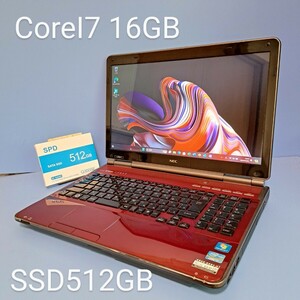 ★最強CoreI7★メモリ16GB★新品SSD512GB NEC/LL750/E/YAMAHAスピーカー/Windows11Pro/ブルーレイ/Office2019H&B/lavie/レッド