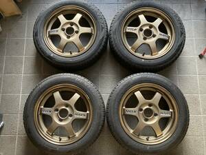 RAYS VOLK RACING TE37 14x5J 4/100 +45 BR 　DUNLOPエナセーブ155/65R14タイヤセット